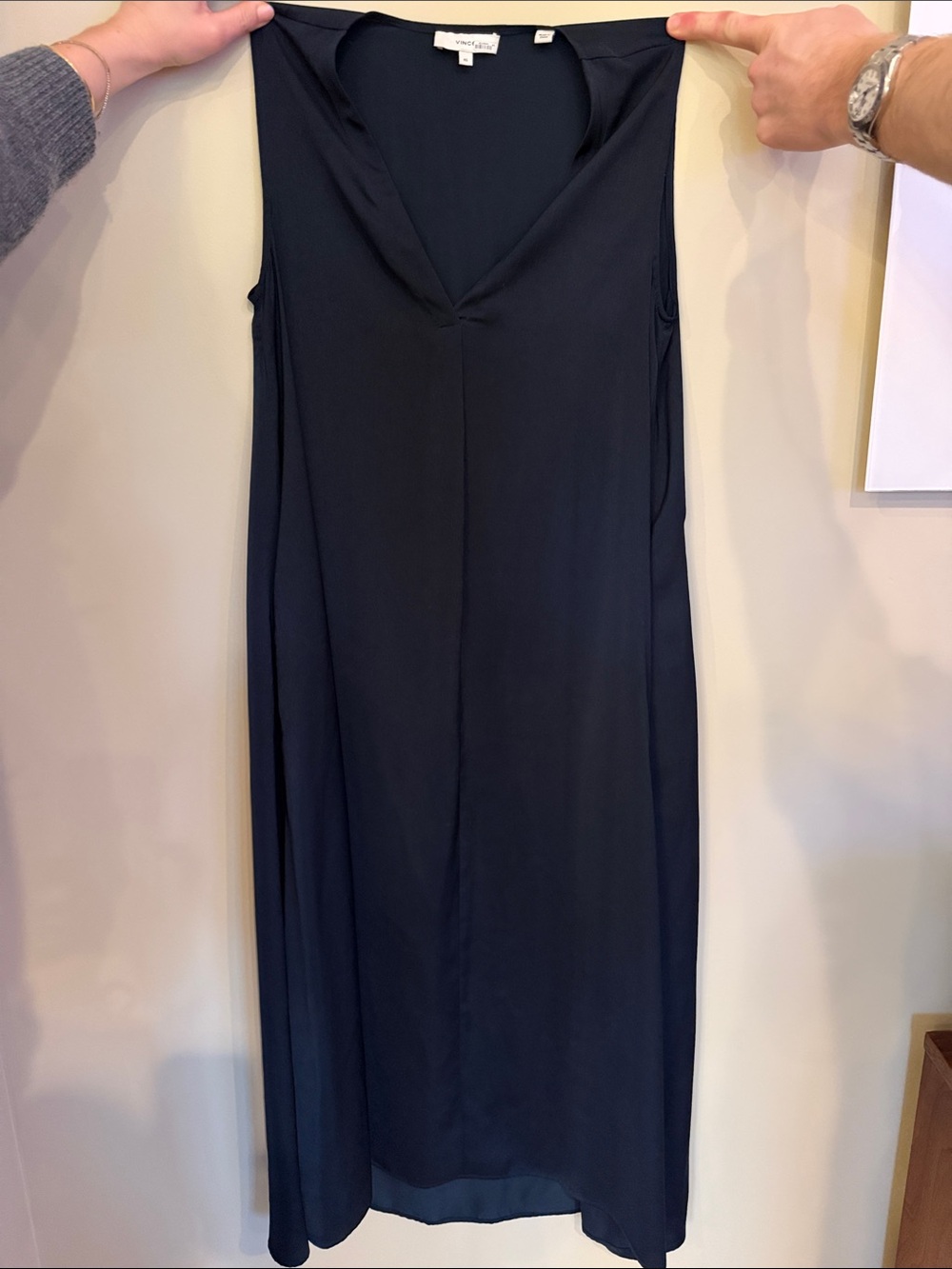 Vince Sleeveless V-Neck Navy Dress